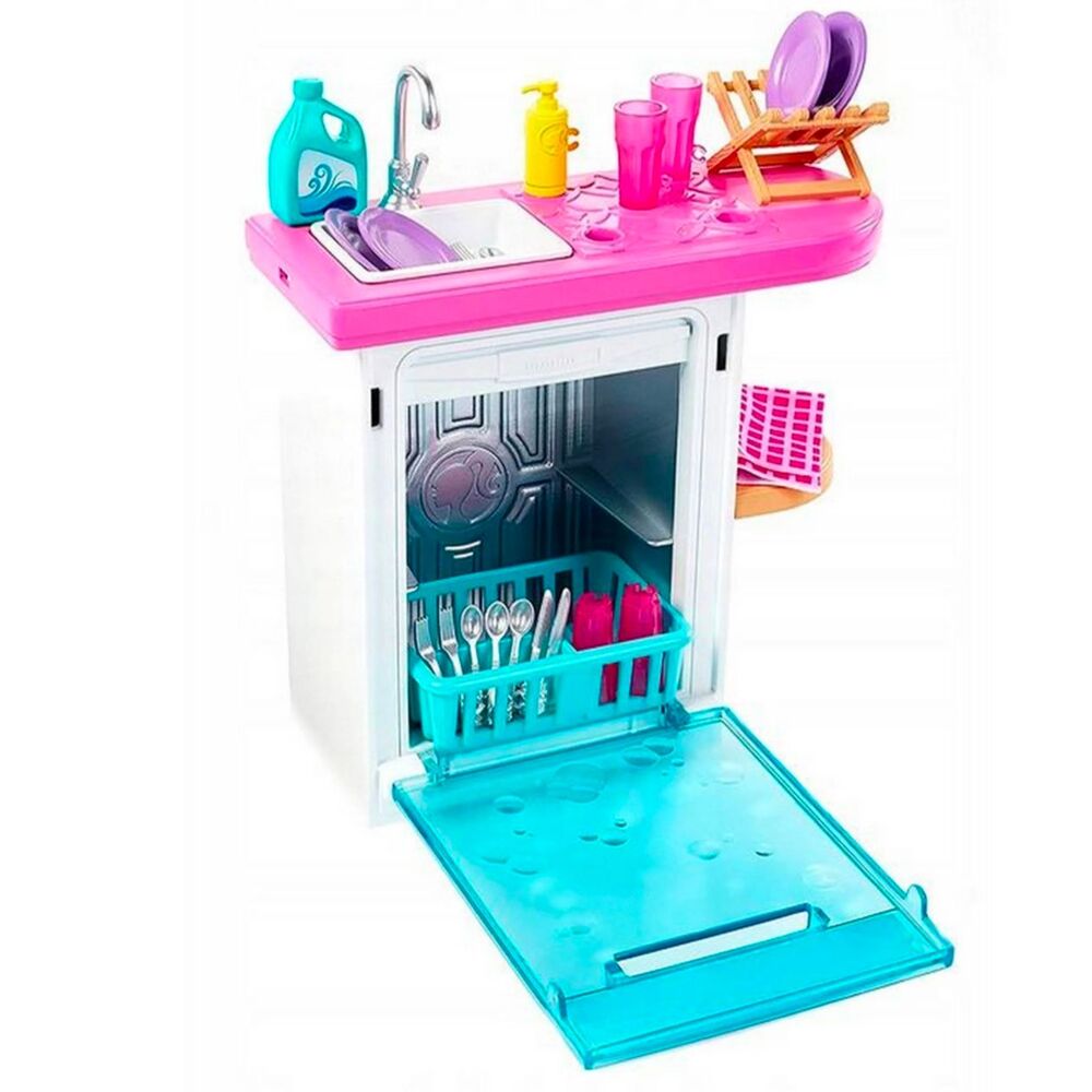 Barbie Dishwasher With Counter Kitchen Accessories Playset Multicolor 2018